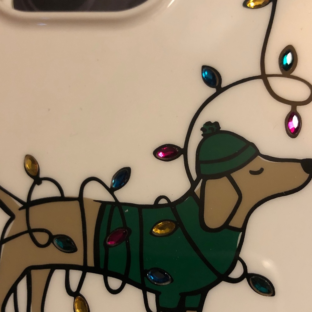 Kate Spade Claude iPhone 13 PRO sweater dog  lights flexible phone case New - Picture 6 of 9
